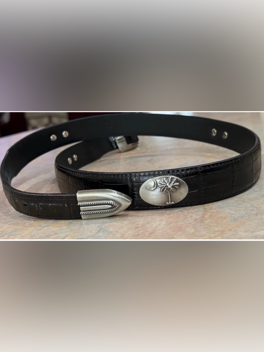 Zep Pro South Carolina Palmetto Belt Mens 40 Croc Embossed Leather